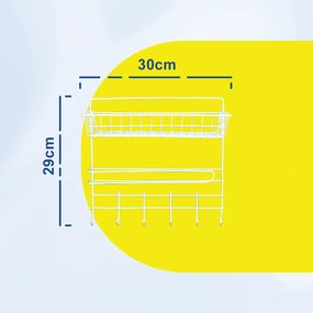 Μεταλλική Βάση Τοίχου με Γάντζους 30x14x29cm Άσπρο ή Μαύρο - Άσπρο