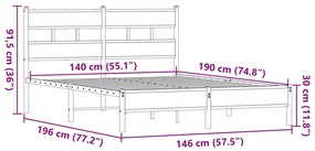 ΠΛΑΙΣΙΟ ΚΡΕΒΑΤΙΟΥ ΧΩΡΙΣ ΣΤΡΩΜΑ ΚΑΦΕ ΔΡΥΣ 140X190 CM 4017308