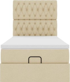 vidaXL Οθωμανικό κρεβάτι με στρώμα Cream 100x200cm ύφασμα