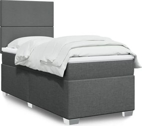 vidaXL Κρεβάτι Boxspring με Στρώμα Σκούρο Γκρι 90x190 εκ. Υφασμάτινο