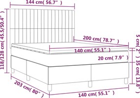 vidaXL Κρεβάτι Boxspring με Στρώμα Μαύρο 140x200 εκ. Υφασμάτινο