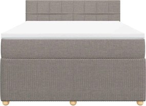 vidaXL Κρεβάτι Boxspring με Στρώμα Taupe 140x190 εκ. Υφασμάτινο