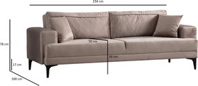 Τριθέσιος Καναπές Μπεζ ASTANA 234x100x78