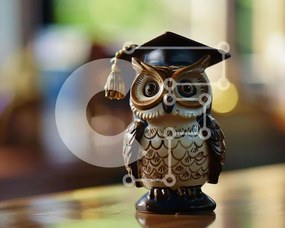 Intra Συλλεκτικό Ξύλινο Παζλ Plywood 4mm - Ειδώλιο κουκουβάγιας με καπάκι αποφοίτησης Σε Ξύλινο Κουτί - Διαστάσεις Puzzle: 10x10 cm – 25 κομμάτια