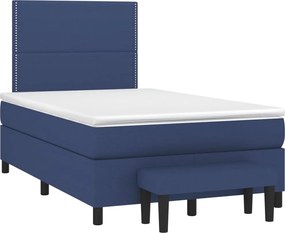 vidaXL Κρεβάτι Boxspring με Στρώμα Μπλε 120x190 εκ. Υφασμάτινο