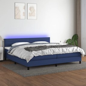 ΚΡΕΒΑΤΙ BOXSPRING ΜΕ ΣΤΡΩΜΑ &amp; LED ΜΠΛΕ 200X200 ΕΚ. ΥΦΑΣΜΑΤΙΝΟ 3133267