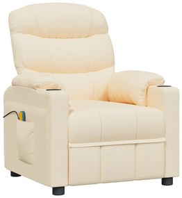 vidaXL Πολυθρόνα Μασάζ Ηλεκτρική Κρεμ Υφασμάτινη