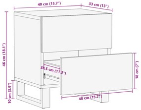 Κομοδίνα 2 τεμ. 40 x 34 x 46 εκ. από Μασίφ Ανακυκλωμένο Ξύλο - Καφέ