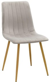 Καρέκλα Noor pakoworld βελούδο γκρι - πόδια σε φυσική απόχρωση 44x53x86εκ