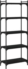 vidaXL Βιβλιοθήκη 5 Επιπέδων Μαύρη 60x30x154 εκ. Επεξεργασμένο Ξύλο