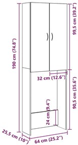 Ντουλάπι Πλυντηρίου τεχνίτης Δρυς 64 x 25,5 x 190 εκ. - Βιοτεχνική δρυς