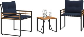 vidaXL Σετ Εξωτερικών Επίπλων με μαξιλάρι 3 pcs Ναυτικό μπλε