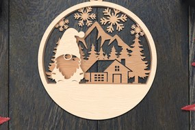Σετ των 3 Intra απο ξύλο plywood 3mm-4mm πάχος Χριστουγεννιάτικο στολίδι με κομμένο λέιζερ Gnome Δίασταση 8x8 cm INTRAFABR-106791281