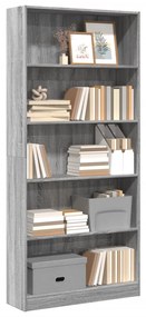 vidaXL Βιβλιοθήκη Γκρι Sonoma 80x24x176 εκ. από Επεξεργ. Ξύλο