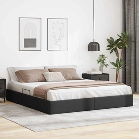vidaXL Κρεβάτι Αποθήκης Μαύρο 183 x 213 cm Τεχνητό δέρμα