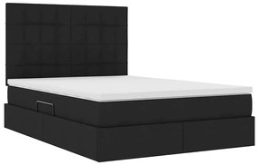 vidaXL LED Κρεβάτι αποθήκευσης με στρώμα Μαύρο 140 x 190 cm Ύφασμα