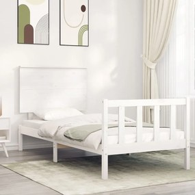 vidaXL Πλαίσιο Κρεβατιού με Κεφαλάρι Λευκό 90x200 εκ. Μασίφ Ξύλο