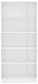 Βιβλιοθήκη με 5 Ράφια Λευκή 80 x 24 x 175 εκ. από Μοριοσανίδα - Λευκό