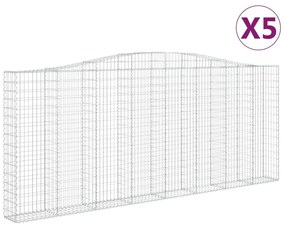 vidaXL Συρματοκιβώτια Τοξωτά 5 τεμ. 400x30x160/180 εκ. Γαλβαν. Ατσάλι