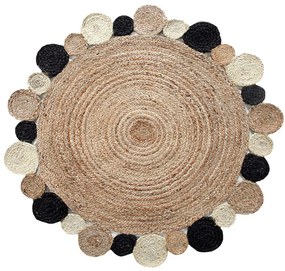 Χαλι Delhi Χειροποιητο Br-68 -   Natural-Black New Plan 150X150cm Round