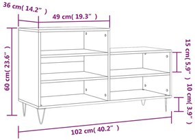 Παπουτσοθήκη Καπνιστή Δρυς 102x36x60 εκ. από Επεξεργασμένο Ξύλο - Καφέ