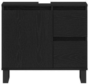 vidaXL Ντουλάπα Νεροχύτη Μαύρη Οξυά 65 x 33 x 60 εκ Επεξεργασμένο ξύλο