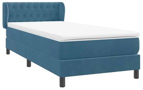 vidaXL Κρεβάτι Boxspring με Στρώμα Σκούρο Μπλε 100x210 εκ. Βελούδινο