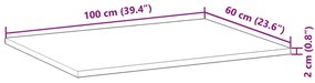 Επιφ. Νιπτήρα Μπάνιου Φινίρισμα Λαδιού 100x60x2 εκ Μασίφ Ακακία - Καφέ