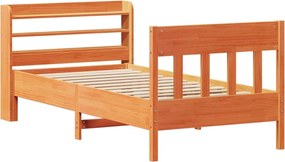 vidaXL Σκελετός Κρεβ. Χωρίς Στρώμα Καφέ Κεριού 75x190 εκ Μασίφ Πεύκο