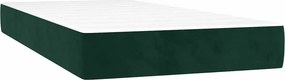 vidaXL Κρεβάτι Boxspring με Στρώμα &amp; LED Σκ. Πράσινο 80x200 εκ Βελούδο