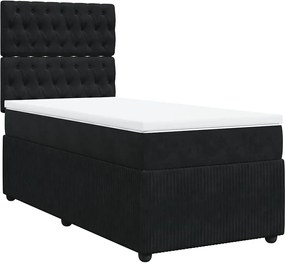 vidaXL Κρεβάτι Boxspring με Στρώμα Μαύρο 80 x 200 εκ. Βελούδινο