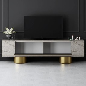 Έπιπλο Τηλεόρασης Τραβερτίνη / Χρυσό CLABE 180x30x16