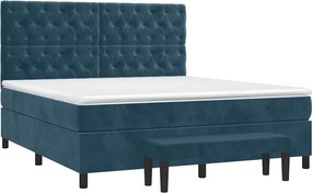 vidaXL Κρεβάτι Boxspring με Στρώμα Σκούρο Μπλε 160x200 εκ. Βελούδινο