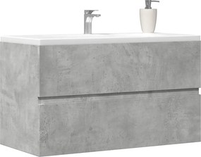 vidaXL Ντουλάπι Νιπτήρα Γκρι Σκυροδέματος 90x38,5x45 εκ. Επεξ. Ξύλο