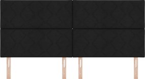 vidaXL Κεφαλάρι με κεφαλάρι Μαύρο 200 cm Τεχνητό Δέρμα