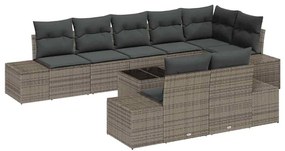 vidaXL Σετ Καναπέ Κήπου με μαξιλάρι 9 pcs Γκρι Πολυ ράταν