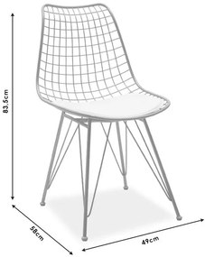 Καρέκλα Taj μέταλλο χρυσό-μαξιλάρι PVC λευκό 49x58x88.5 εκ.