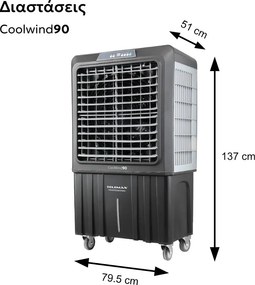 Επαγγελματικό Air Cooler Telemax CoolWind90 με απόδοση 9000 m³/h κάλυψη έως 70 τμ