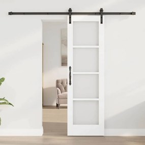 vidaXL Συρόμενη Πόρτα Λευκό 61 x 198.5 εκ. Ξύλο και μέταλλο