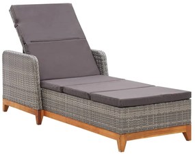 vidaXL Ξαπλώστρα Γκρι από Συνθετικό Ρατάν και Μασίφ Ξύλο Ακακίας