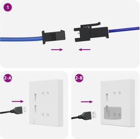 vidaXL Λωρίδα LED 2 pcs Μαύρο και Λευκό 1745 χιλιοστά