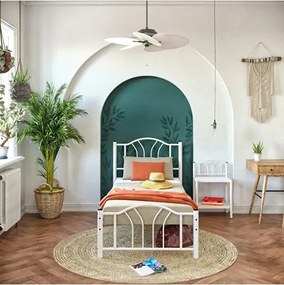 Stewehome Bella μονό μεταλλικό κρεβάτι λευκό κλασικής αισθητικής 90x190 cm