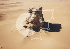 Intra Συλλεκτικό Ξύλινο Παζλ Plywood 4mm - Εναέρια άποψη του σχηματισμού βράχου της ερήμου Σε Ξύλινο Κουτί - Διαστάσεις: 10x10 cm – 25 κομμάτια