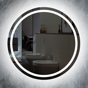 Stewehome Στρογγυλός Καθρέπτης LED Μπάνιου με Κομψό Design λευκό Ø75cm