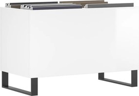 vidaXL Δισκοθήκη Γυαλιστερή Λευκή 74,5x38x48 εκ. Επεξεργασμένο Ξύλο