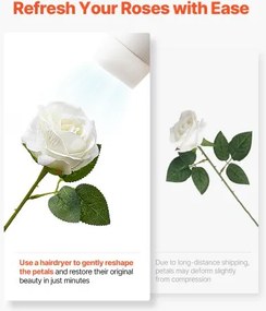 VEVOR 60 Pcs White Rose Artificial Flowers Realistic Bouquet for Xmas Home Decor