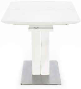 Τραπέζι Houston 657, Άσπρο, 75x80x140cm, 80 kg, Επιμήκυνση, Επεξεργασμένο γυαλί, Ινοσανίδες μέσης πυκνότητας, Μέταλλο, Ινοσανίδες μέσης πυκνότητας