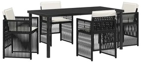 vidaXL Σέτ φαγητού για κήπο 5 pcs Μαύρο Πολυ ράταν