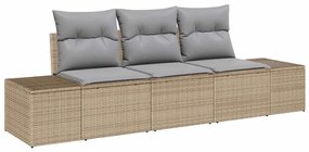 vidaXL Σετ Καναπέ Κήπου 3 pcs Μπεζ Πολυ ράταν