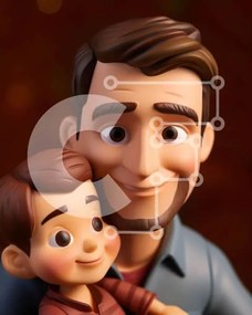 Intra Συλλεκτικό Ξύλινο Παζλ Plywood 4mm - Παιχνίδι άνθρωπος και γιος αγκαλιά με κόκκινο φόντο Σε Ξύλινο Κουτί - Διαστάσεις Puzzle: 10x10 cm – 25 κομμάτια